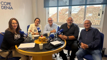 Los portavoces municipales de Dénia durante el debate en COPE Dénia Marina Alta, analizando si la ciudad está preparada ante los efectos del cambio climático