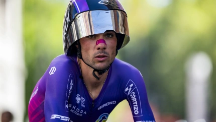 Mario Aparicio, corredor del Burgos BH, durante la contrarreloj de la pasada Vuelta a España.