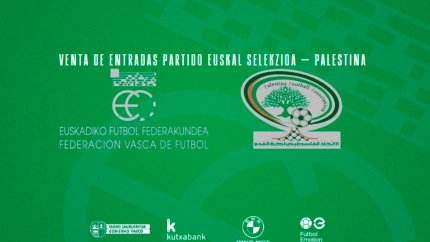 La web de la Federación Vasca de Fútbol anuncia las entradas para el Euskadi-Palestina