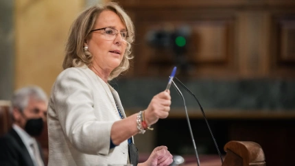 La diputada de Vox Lourdes Méndez durante una intervención en el Congreso