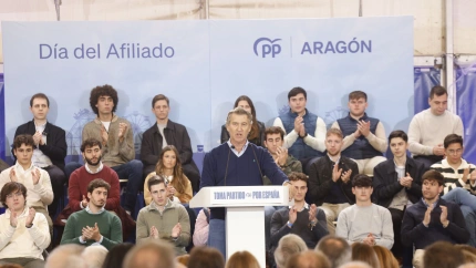Feijóo en el acto del Día del Afiliado celebrado por el PP en Zaragoza.