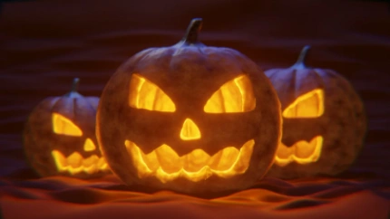 Unas calabazas con forma de cara para decorar la nohe de Halloween