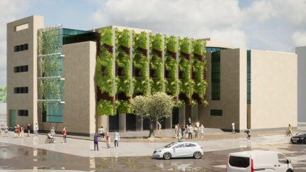 Recreación del proyecto de envolvente vegetal en los juzgados de Dénia, que permitirá mejorar la eficiencia energética y el confort térmico del edificio