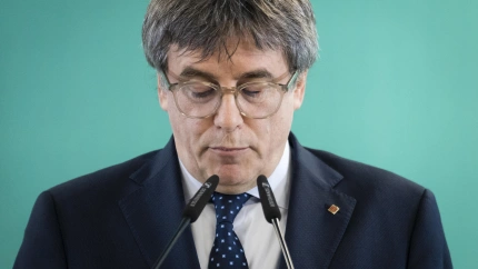 El presidente de JxCat, Carles Puigdemont, durante una comparecencia