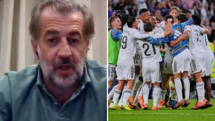 Toni Freixa y los jugadores del Real Madrid