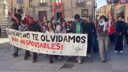 Estudiantes de Segovia en la manifestación de esta mañana
