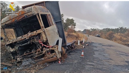 Camión que provocó el incendio en la Campiña Sur