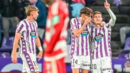 El Valladolid celebra uno de los dos goles marcados al Granada en LaLiga