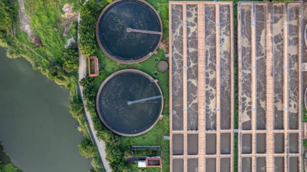 Vista aérea de una planta de biogás