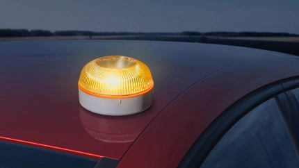 Una baliza situada sobre el techo de un vehículo