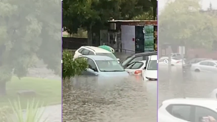 Inundaciones a las puertas de la estación de autobuses de Cáceres