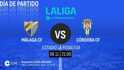 Horario y dónde ver y escuchar el Málaga-Córdoba de esta noche