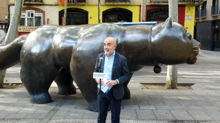 Daniel Sirera en rueda de prensa este miércoles desde la Rambla del Raval