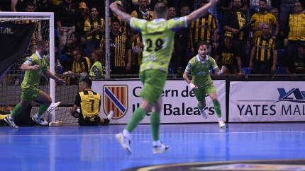Palma Futsal celebra un gol de los 4 que marcó en la final
