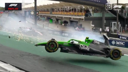 El coche del brasileño salió volando en un espectacular accidente que por suerte quedó en nada.
