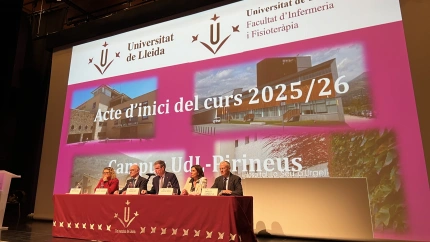 Les autoritats participant a l'acte d'inauguració de curs al Campus UdL-Pirineus.