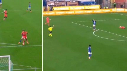 Morata pide ser cambiado para no ser expulsado después de haber visto la amarilla por un empujón sobre Yerry Mina