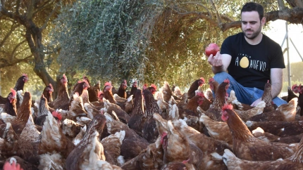 Manuel López en una de las granjas