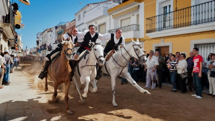 Carreras de caballos por la Corredera por el Día de la Luz en Arroyo