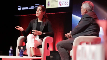 Carolina Marín, durante su intervención en el Vigo Global Summit
