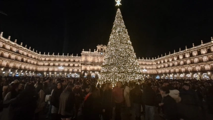 Arbol navideño en la plaza mayor de Salamanca