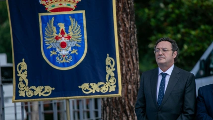 2XD0R7F Madrid, Spain. 19th June, 2024. The Attorney General of the State, Alvaro Garcia Ortiz seen during the flag-raising ceremony for the 10th anniversary of the reign of Felipe VIat the Gardens of Discovery in the Plaza de Colon. Various activities have been carried out in Madrid during this June 19 to celebrate the 10 years of reign of Felipe VI, King of Spain. Credit: SOPA Images Limited/Alamy Live News