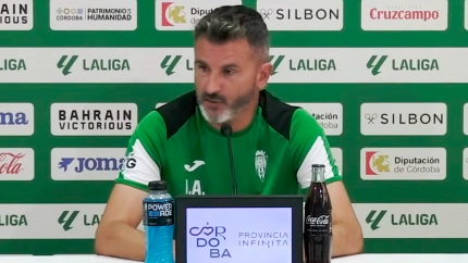 Iván Ania, entrenador del Córdoba, en una rueda de prensa como local