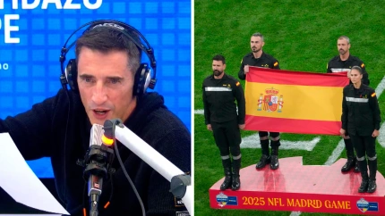 Joseba Larrañaga y el homenaje a la UME en la previa del partido de la NFL en Madrid