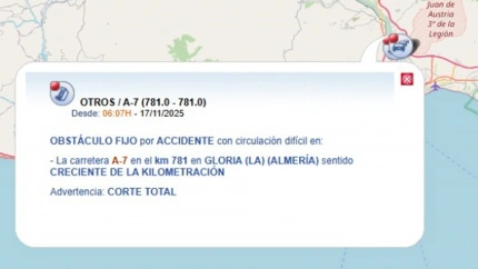 Corte en la A-7 en Almería por un accidente de tráfico con un muerto entre un turismo y un camiónPOLITICA ANDALUCÍA ESPAÑA EUROPA ALMERÍADGT