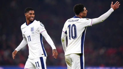 Gestos de Bellingham durante el encuentro ante Albania