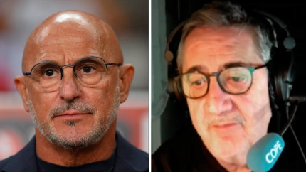 Luis de la Fuente, seleccionador español, y el periodista Miguel Rico