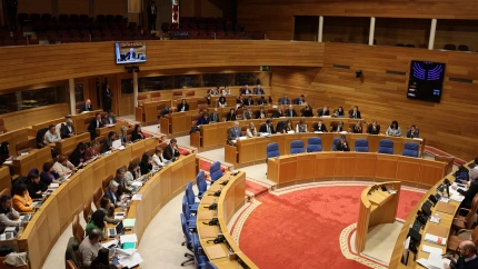 Momento de la lectura de la declaración institucional este martes