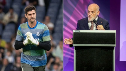 Courtois y Javier Tebas