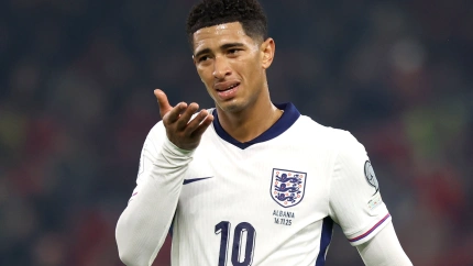 Jude Bellingham, durante el partido de la discordia en Albania.