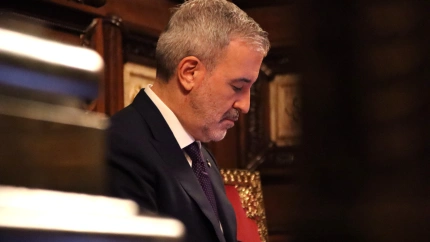 Jaume Collboni, en el pleno de esta mañana, en el Ayuntamiento de Barcelona