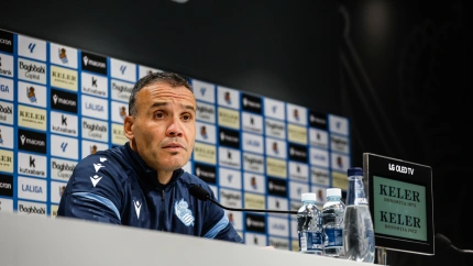 Sergio Francisco en la rueda de prensa previa al Osasuna - Real Sociedad
