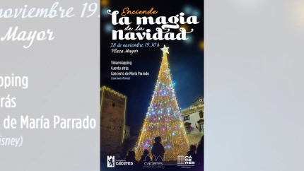 Cartel del encendido navideño en Cáceres