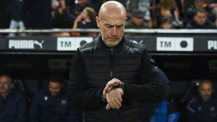 Calero, en el derbi en Mestalla