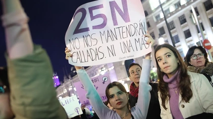 Imagen de una manifestación contra la violencia a las mujeres