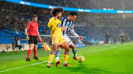 La lluvia, protagonista en Anoeta en el duelo entre la Real Sociedad B y el Real Valladolid