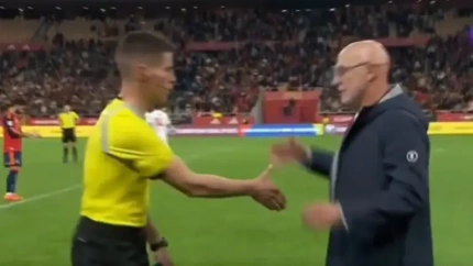 Luis De la Fuente niega el saludo al cuarto árbitro al final del España-Turquía