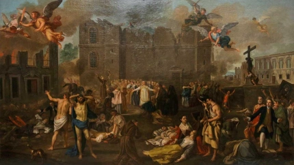 Interpretación del terremoto de Lisboa de 1755, por João Glama Ströberle