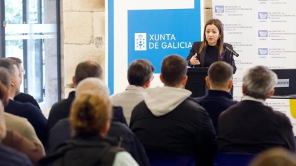 La consellería do Mar, Marta Villaverde, durante su intervención en Exponav