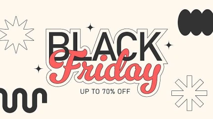 Minimal Black Friday design with abstract decorative shapes for advertising and promotion. Vector illustration