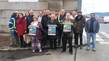 Integrantes del comité de empresa de Navantia Ferrol y del Foro Cidadan polo Ferrocarril