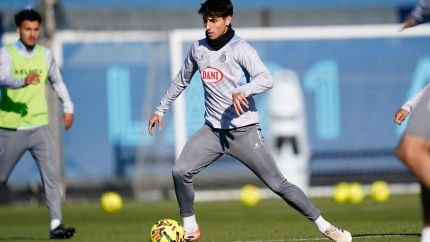 Ramon Terrats, en acción durante el entrenamiento de este jueves en Sant Adrià