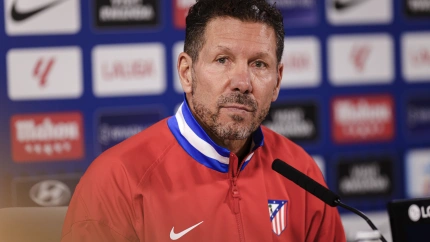 El Cholo Simeone, durante la rueda de prensa previa al partido este sábado ante el Oviedo.