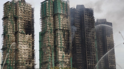 Edificio incendiado de Hong Kong