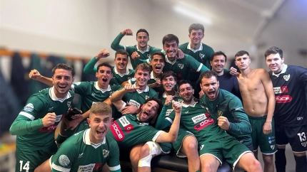 Celebración del Coruxo tras ganar en Valladolid