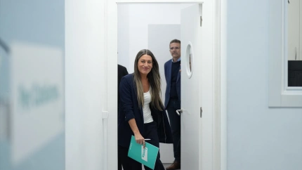 Miriam Nogueras antes de la rueda de prensa de este miércoles